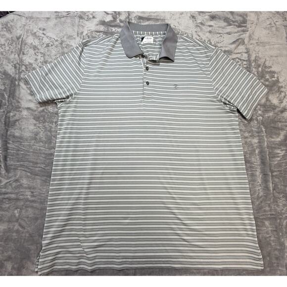 Izod Other - Izod Grey Striped Golf Polo Men's XL Lightweight Short Sleeve